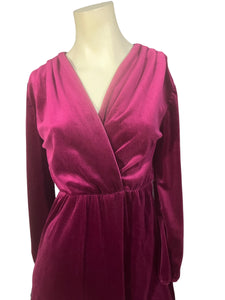 Vintage 70's maroon velar dress M L