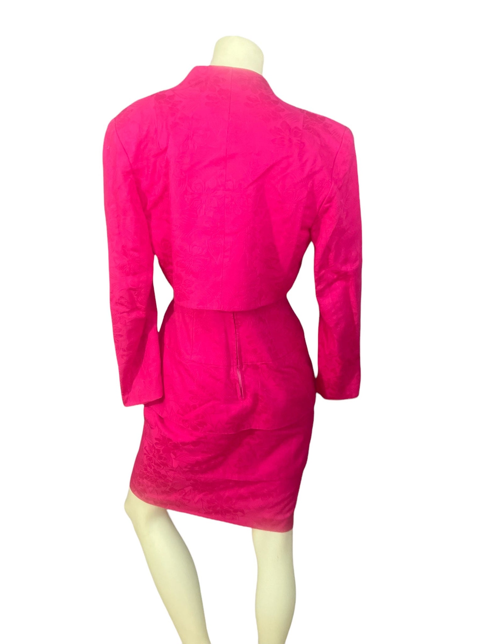 Vintage 80's AJ Bari strapless party dress 8 hot pink