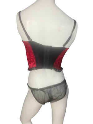 Vintage 80's red velvet lingerie set L 38