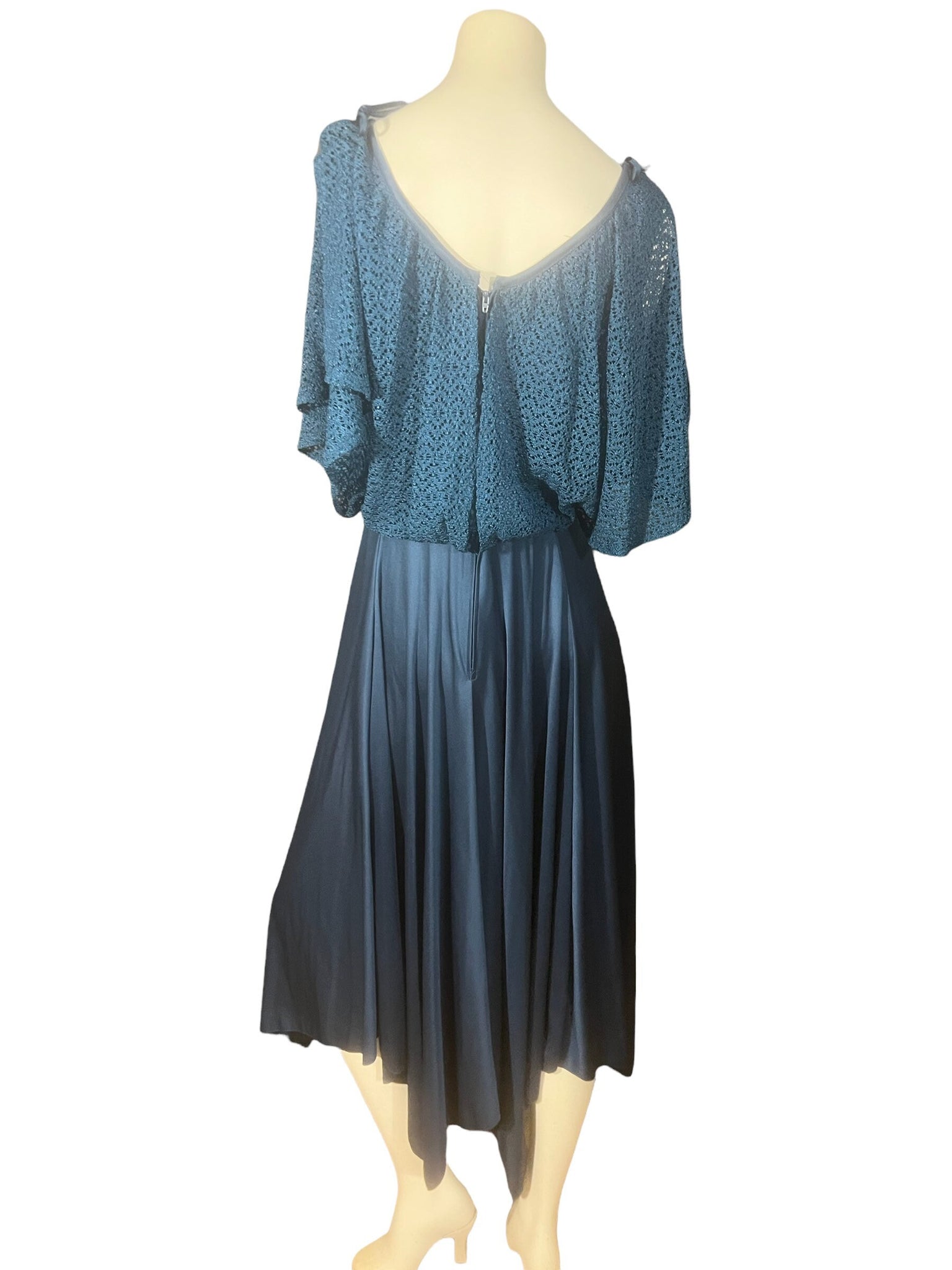 Vintage 70's blue maxi dress L