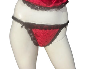 Vintage 80's red velvet lingerie set L 38