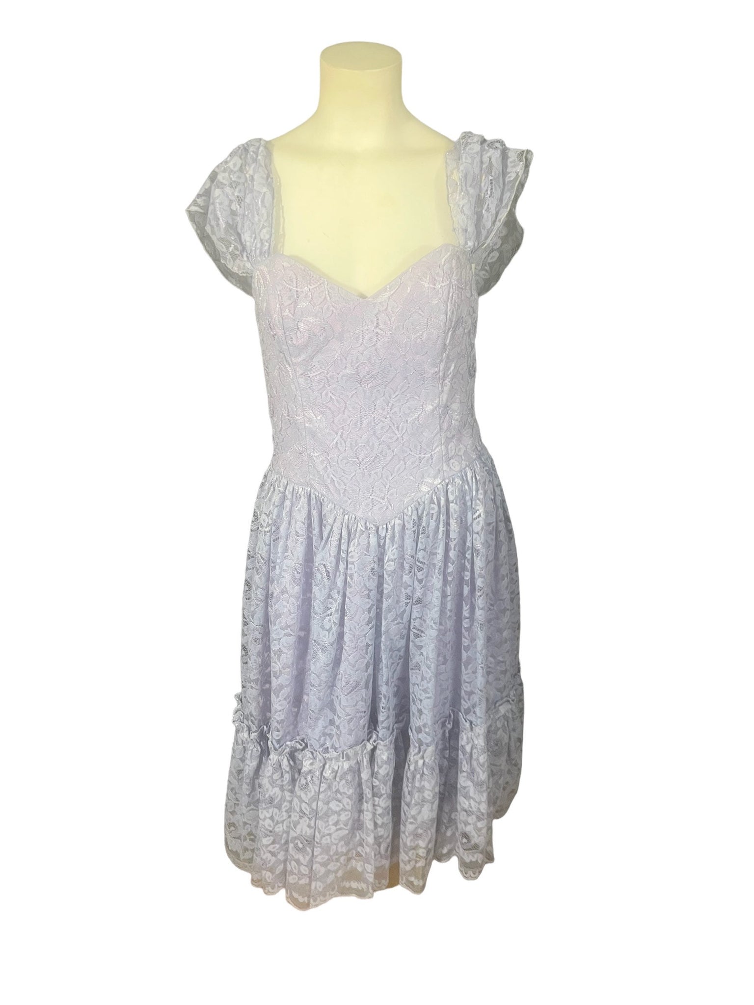 Vintage 80's purple lace party dress M L