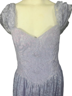 Vintage 80's purple lace party dress M L