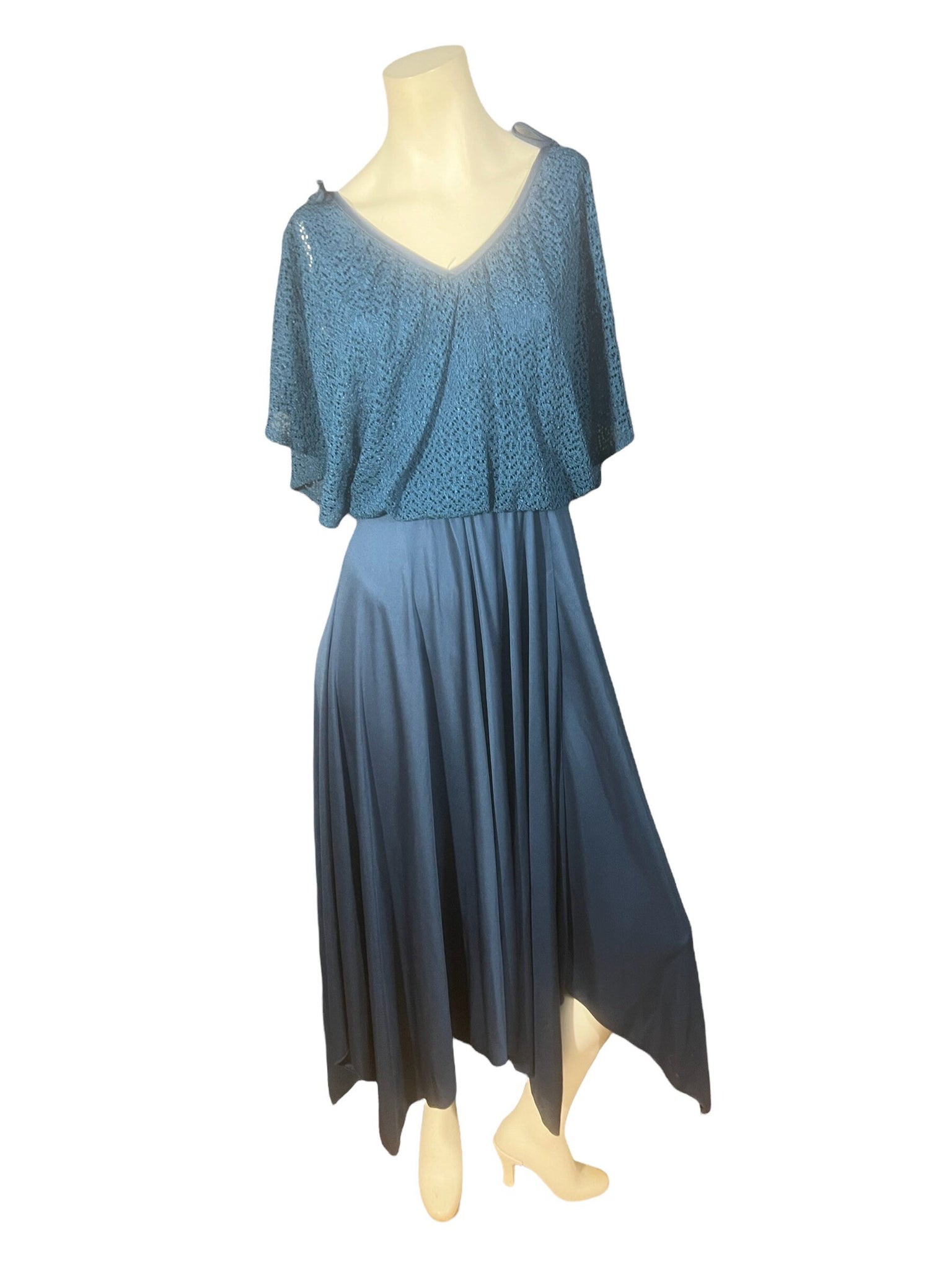 Vintage 70's blue maxi dress L