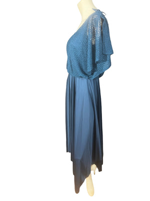 Vintage 70's blue maxi dress L