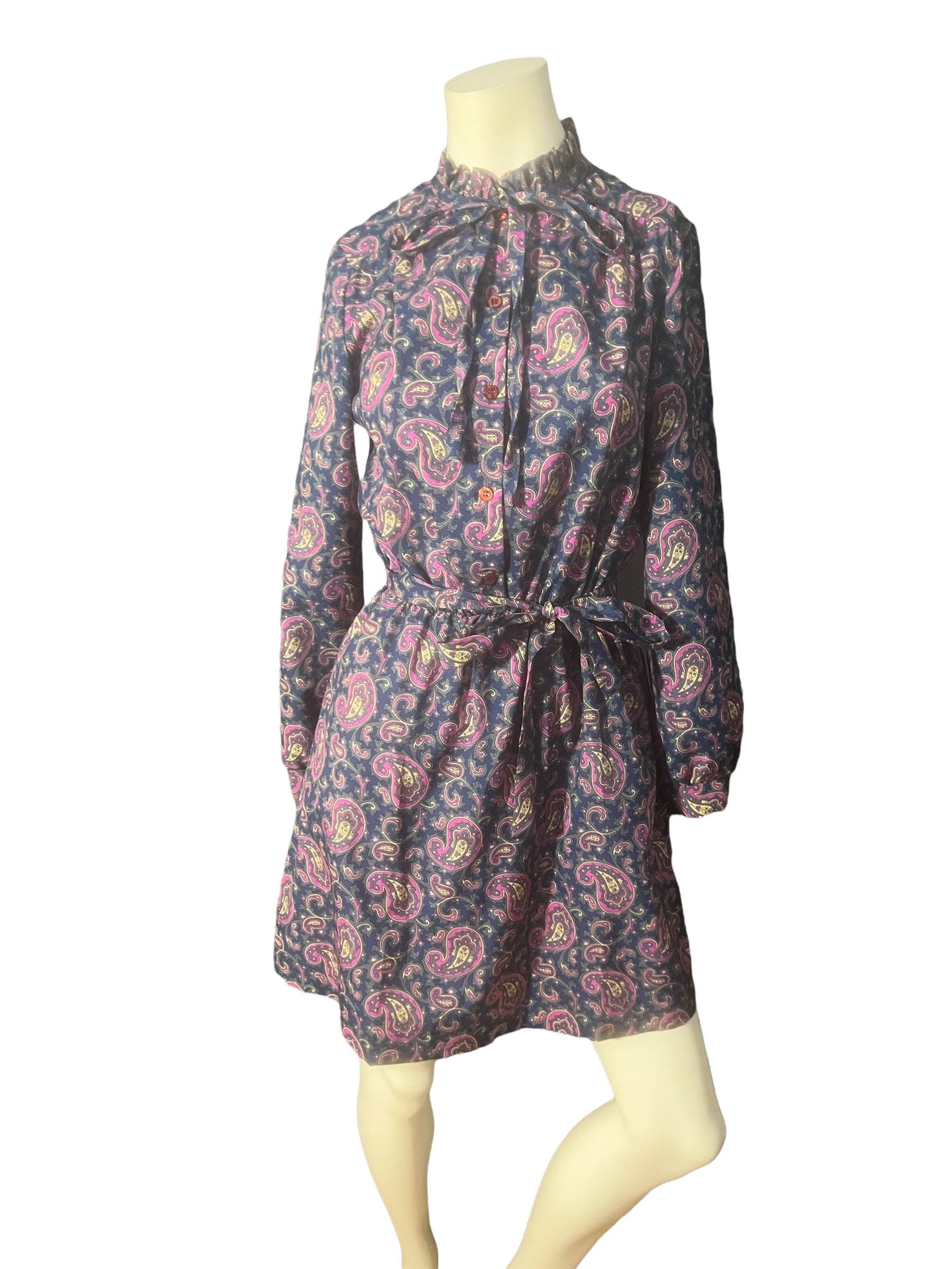 Vintage 80's mini paisley dress L 12