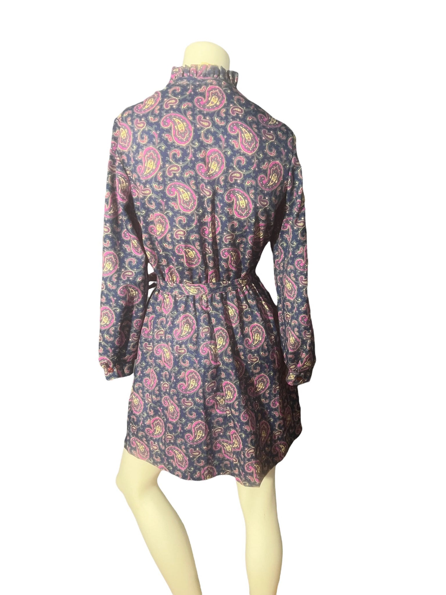 Vintage 80's mini paisley dress L 12