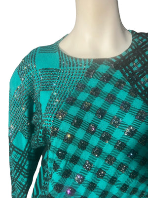 Vintage 80's lambswool beaded sweater La Fete L