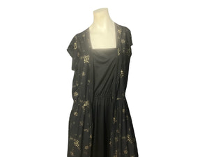 Vintage 70's volup black disco dress with over dress L