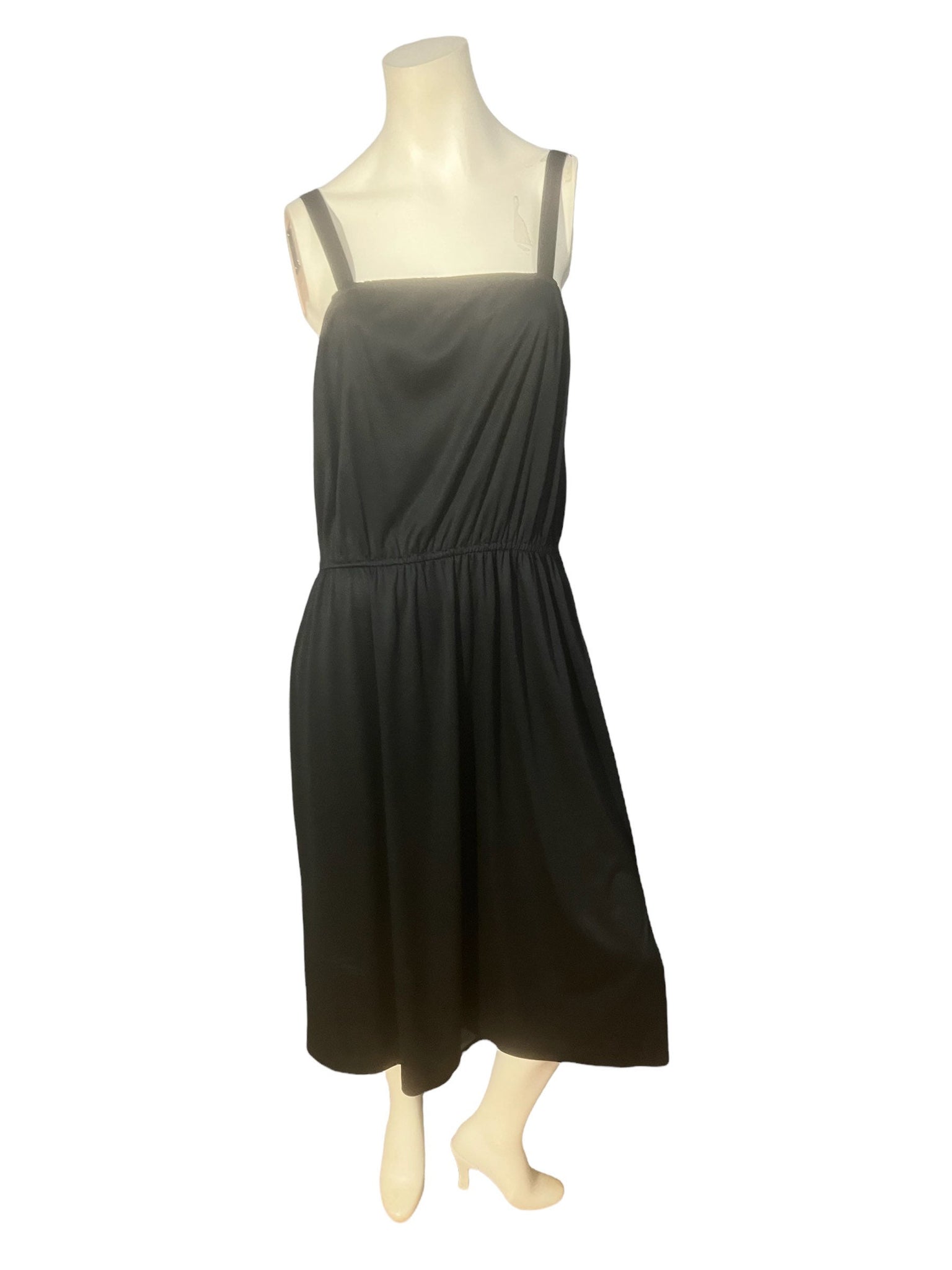 Vintage 70's volup black disco dress with over dress L