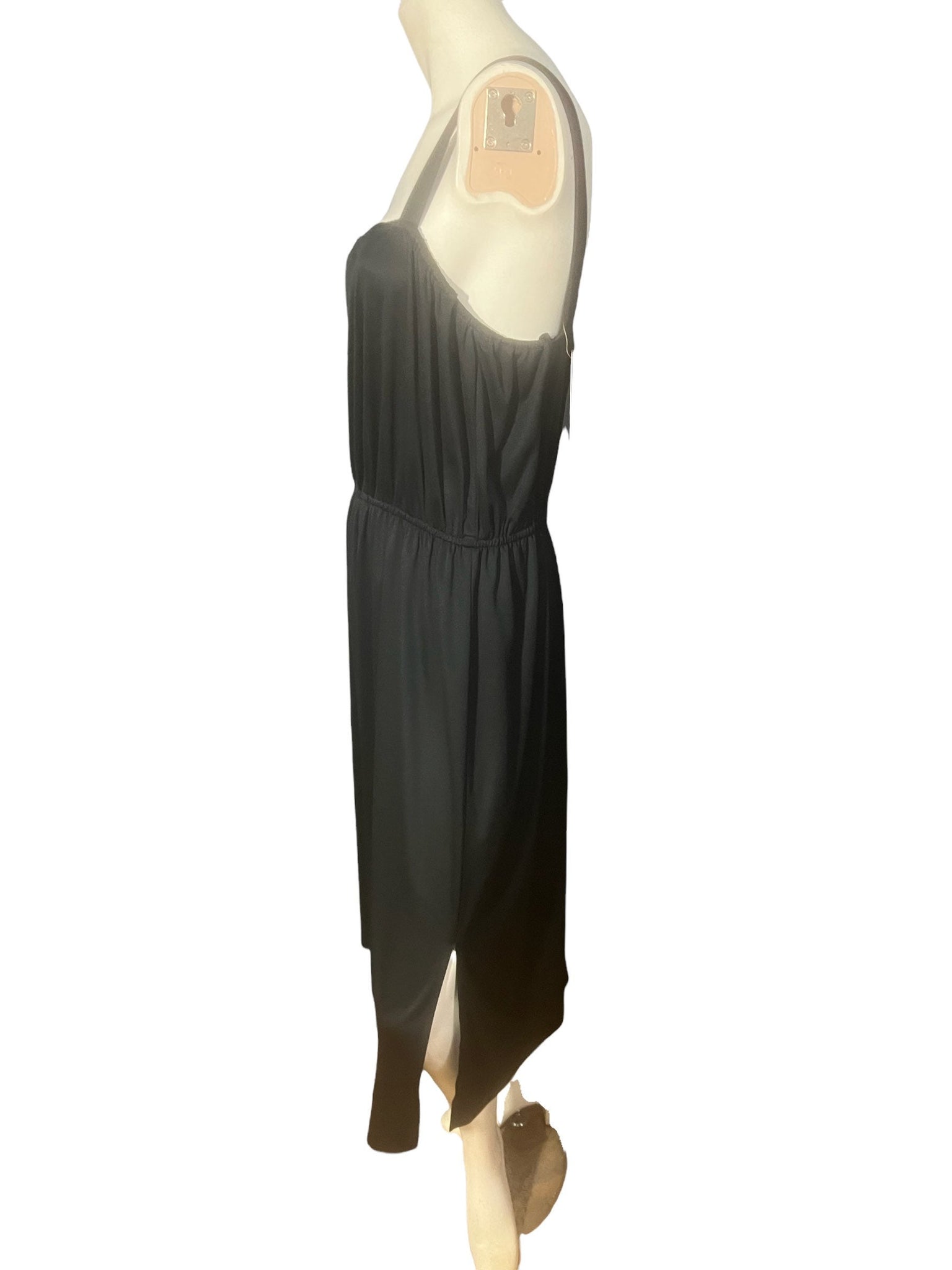 Vintage 70's volup black disco dress with over dress L