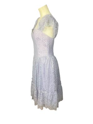 Vintage 80's purple lace party dress M L