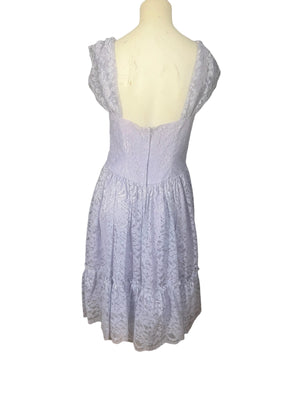 Vintage 80's purple lace party dress M L