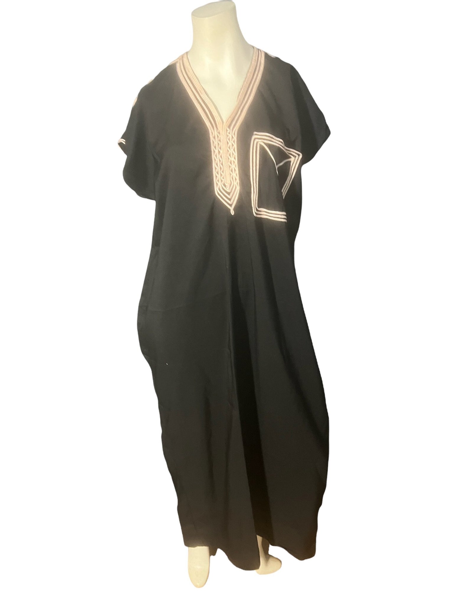 Vintage black kaftan dress M L