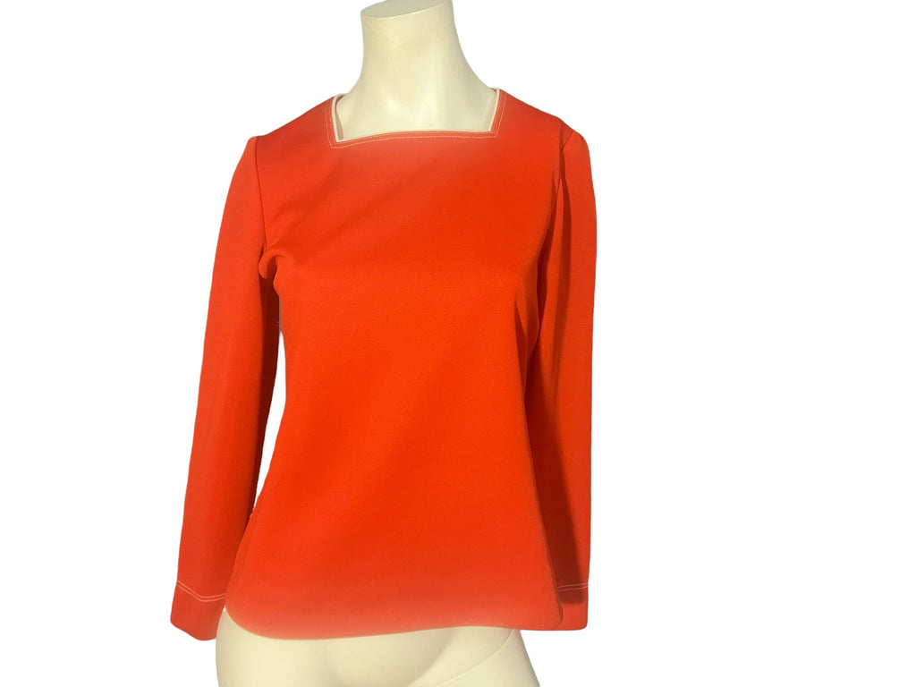 Vintage 70's orange Leslie Fay top shirt M L