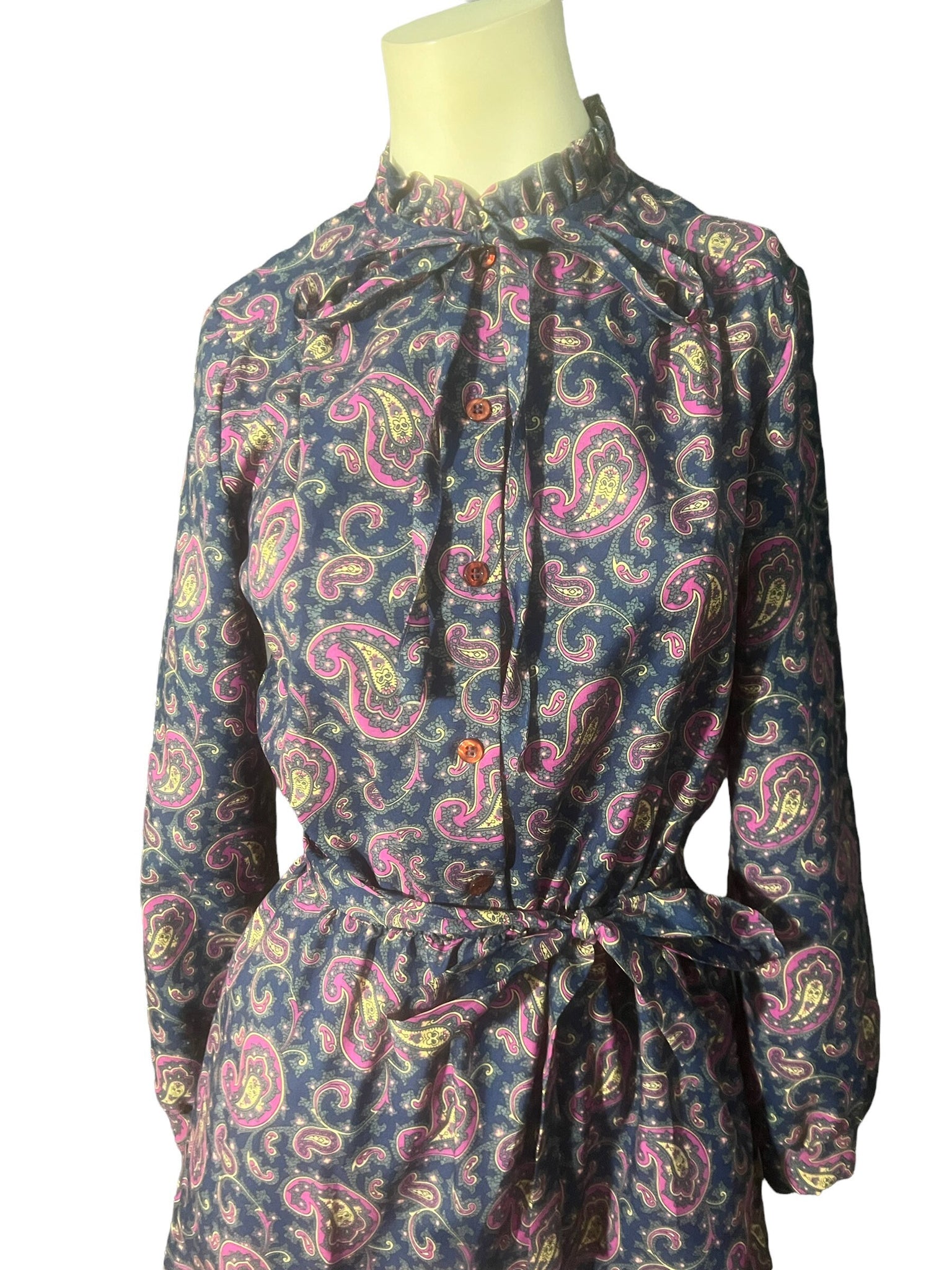 Vintage 80's mini paisley dress L 12