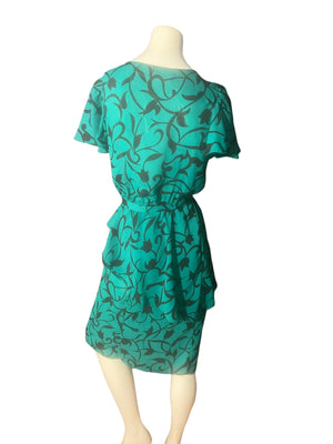 Vintage 80's green and black peplum dress 8