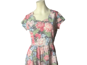 Vintage 80's Clues floral circle dress 12