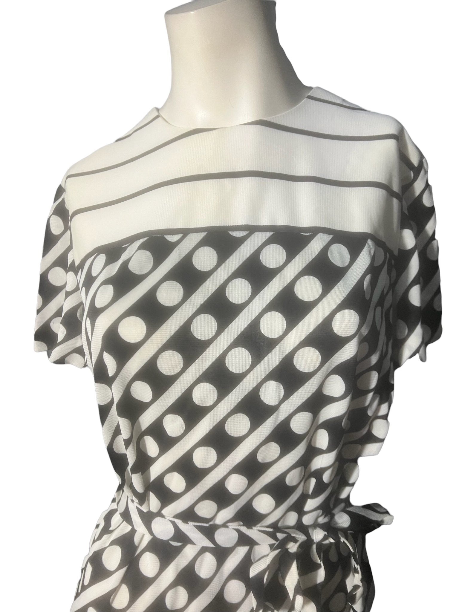 Vintage 70's black & white dress L