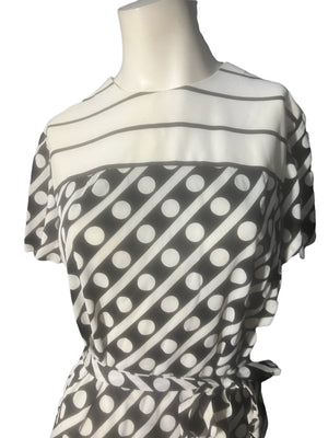 Vintage 70's black & white dress L