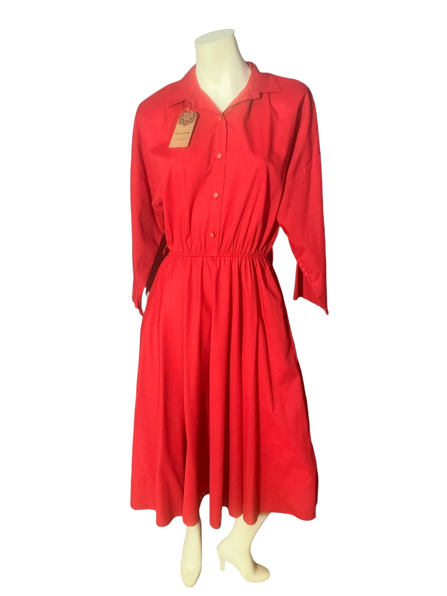 Vintage 80's red American Shirt Dress 11/12 L