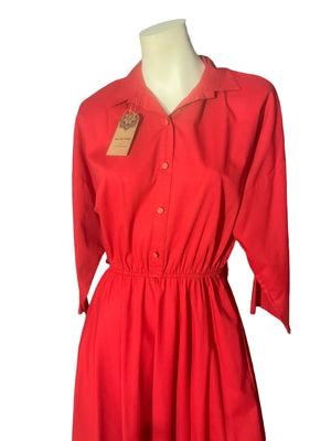 Vintage 80's red American Shirt Dress 11/12 L