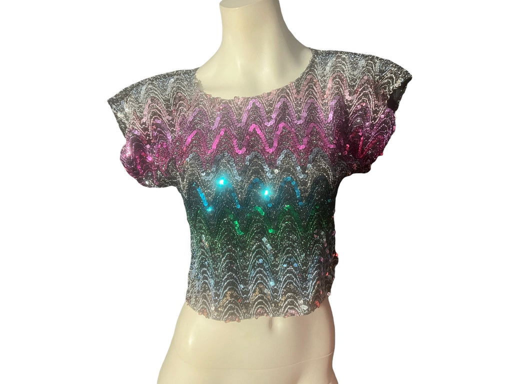 Vintage 70's sequin top shirt sz 10