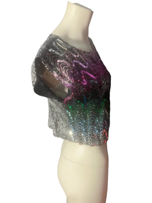 Vintage 70's sequin top shirt sz 10