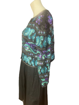 Vintage 80's bead and sequin jacket L Night Vogue