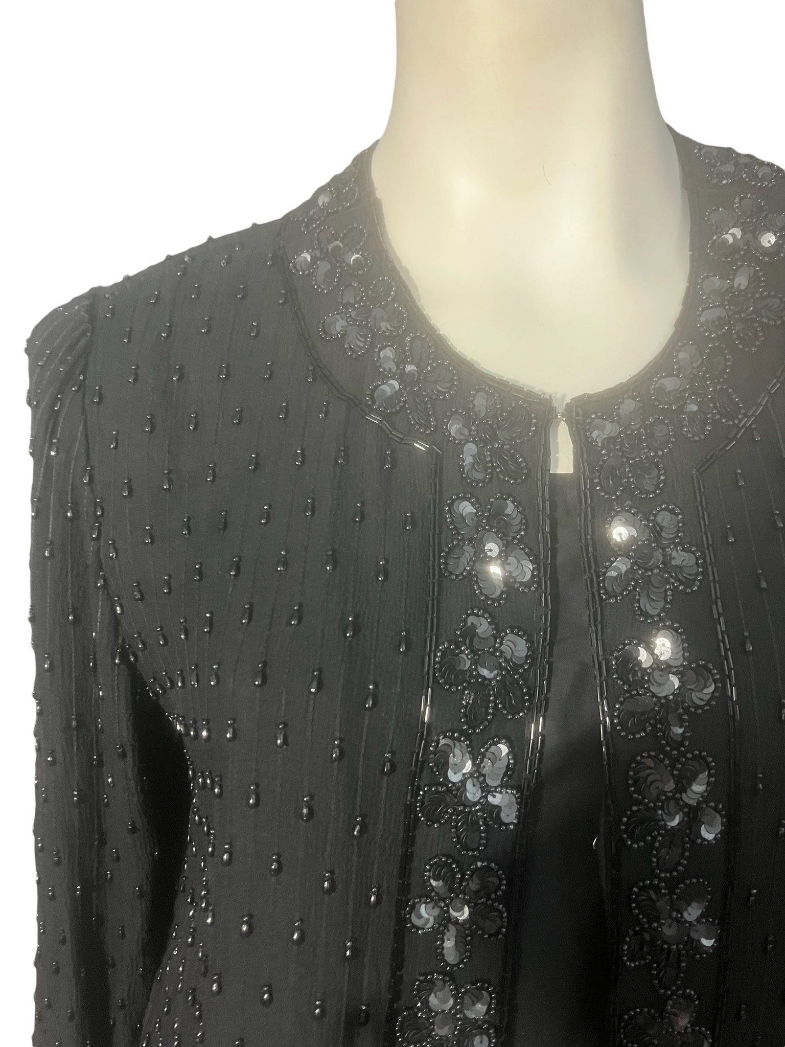 Vintage black bead & sequin jacket L Raiment Fashions