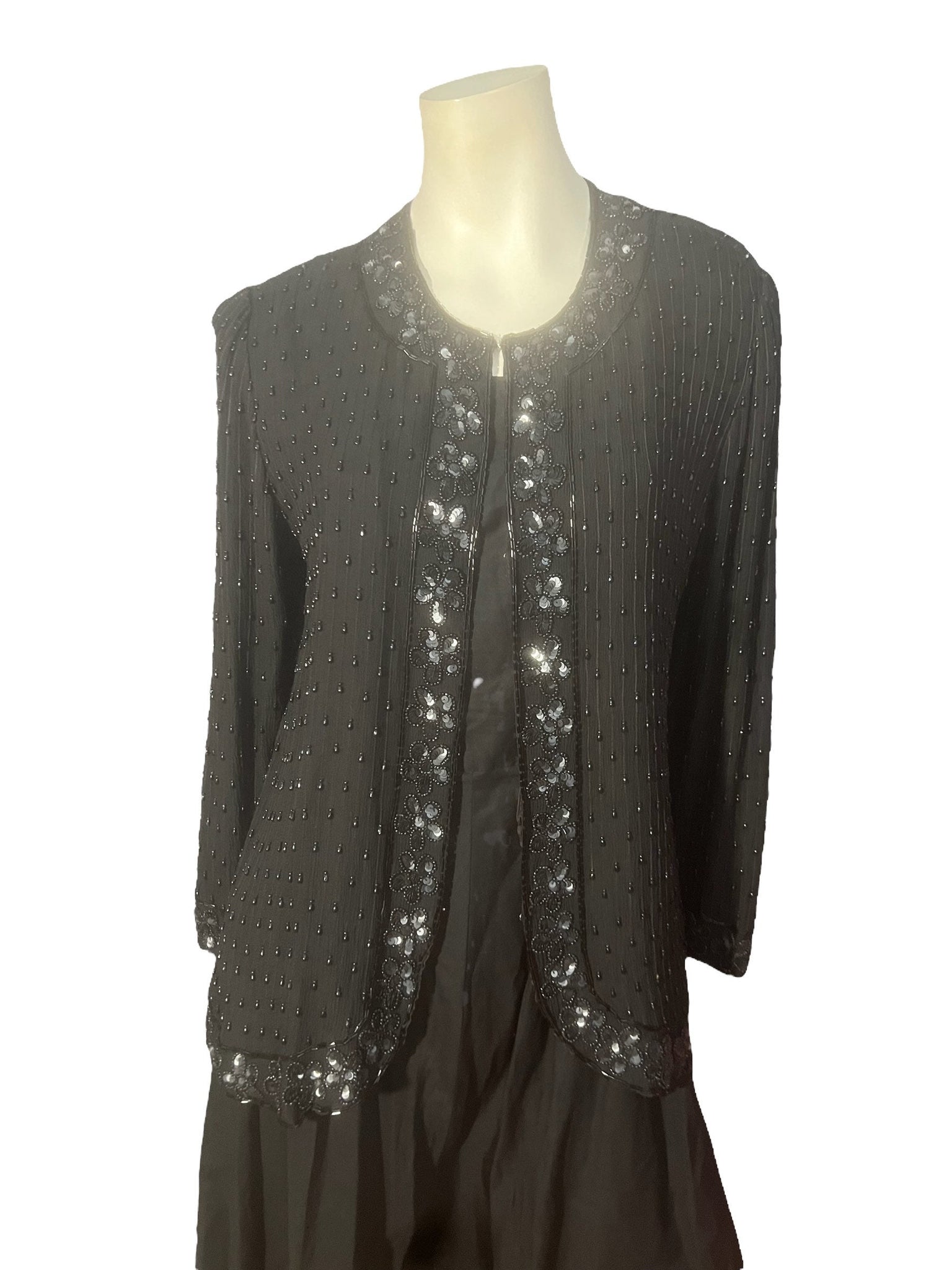 Vintage black bead & sequin jacket L Raiment Fashions