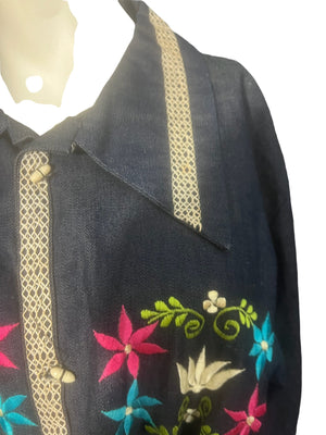 Vintage 70's Mexican Embroidered Jean Jacket 44