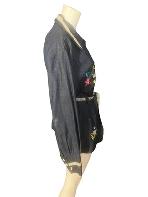 Vintage 70's Mexican Embroidered Jean Jacket 44