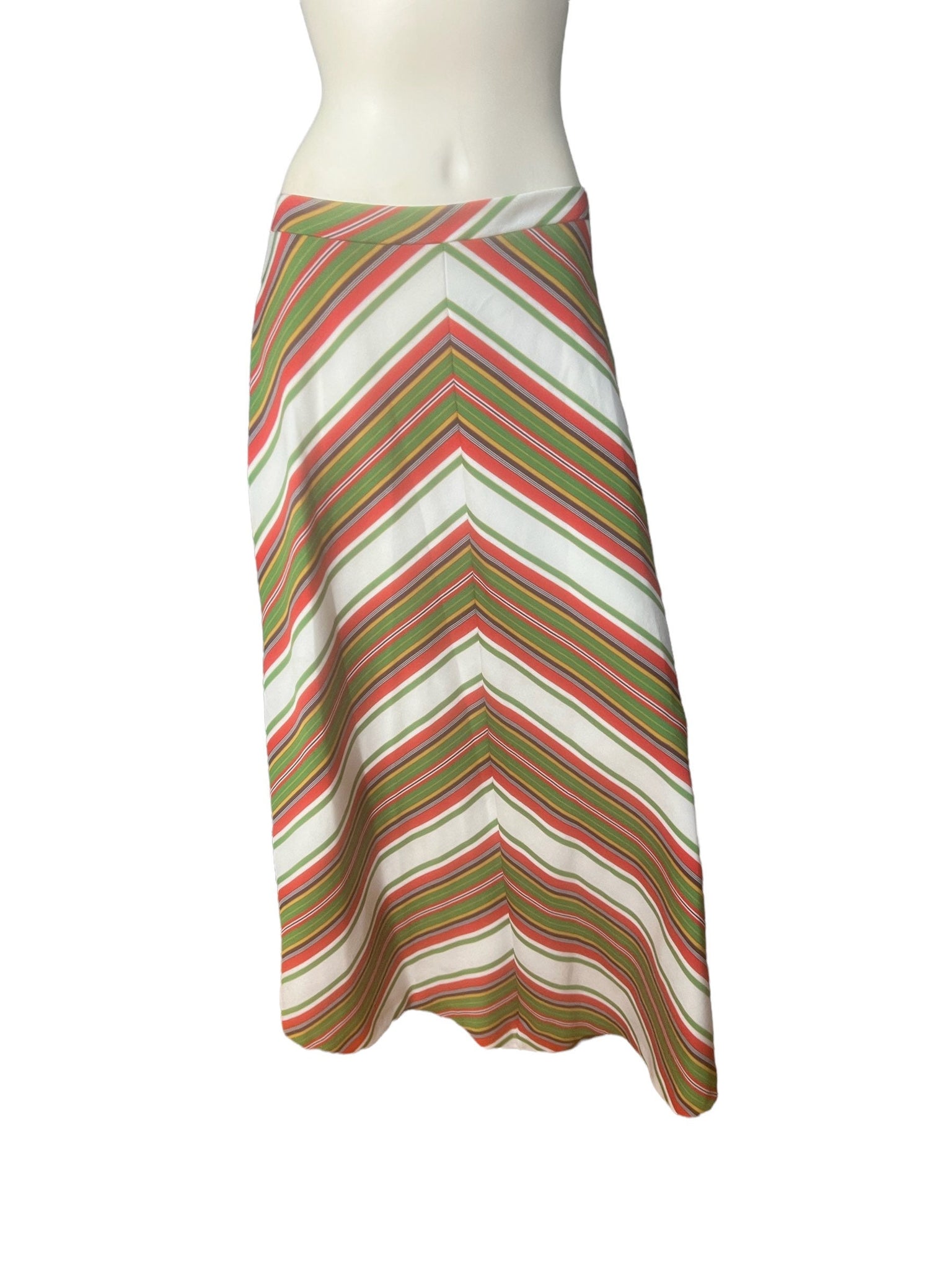 Vintage 70's chevron stripe long skirt L