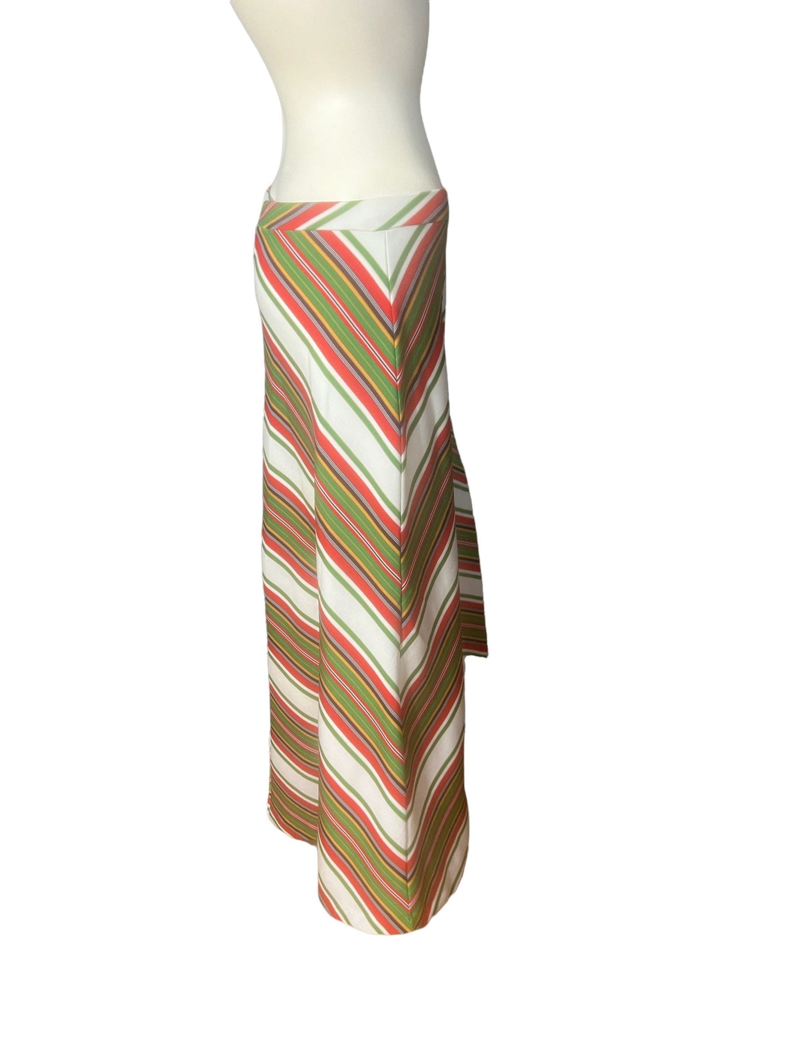 Vintage 70's chevron stripe long skirt L