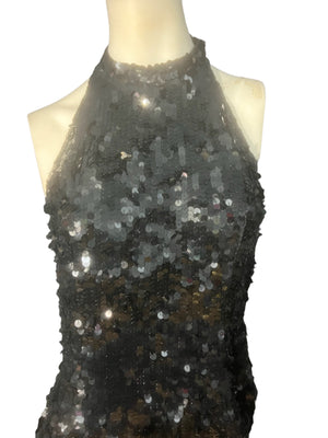 Vintage 80's black sequin mini dress 12 A.J. Bari