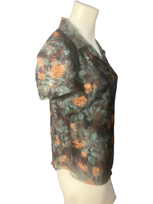 Vintage 80's handmade floral blouse S