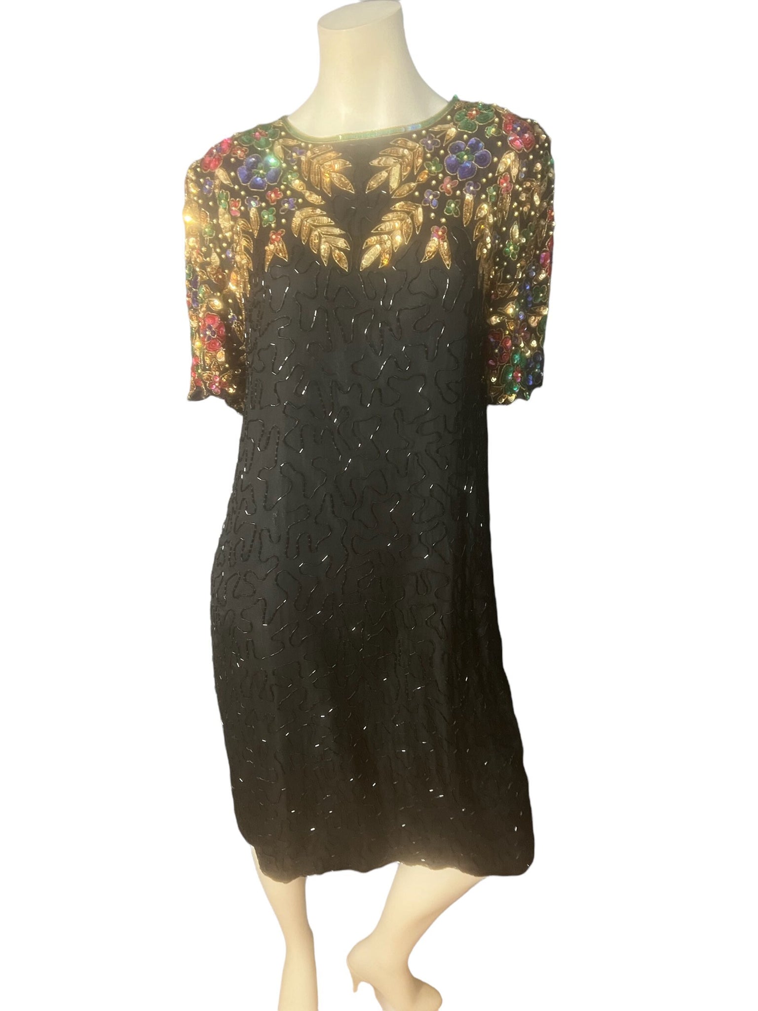 Vintage 80's Cee Cee bead & sequin dress L