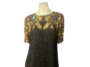 Vintage 80's Cee Cee bead & sequin dress L