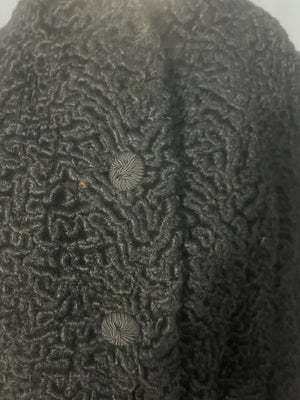Vintage 50's black curly lamb cropped jacket M L