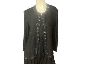 Vintage black bead & sequin jacket L Raiment Fashions