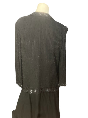 Vintage black bead & sequin jacket L Raiment Fashions