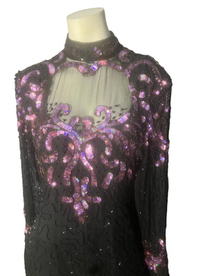 Vintage sequin and bead dress Laurence Kazar M L