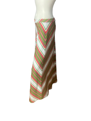 Vintage 70's chevron stripe long skirt L