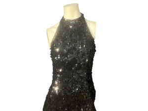 Vintage 80's black sequin mini dress 12 A.J. Bari