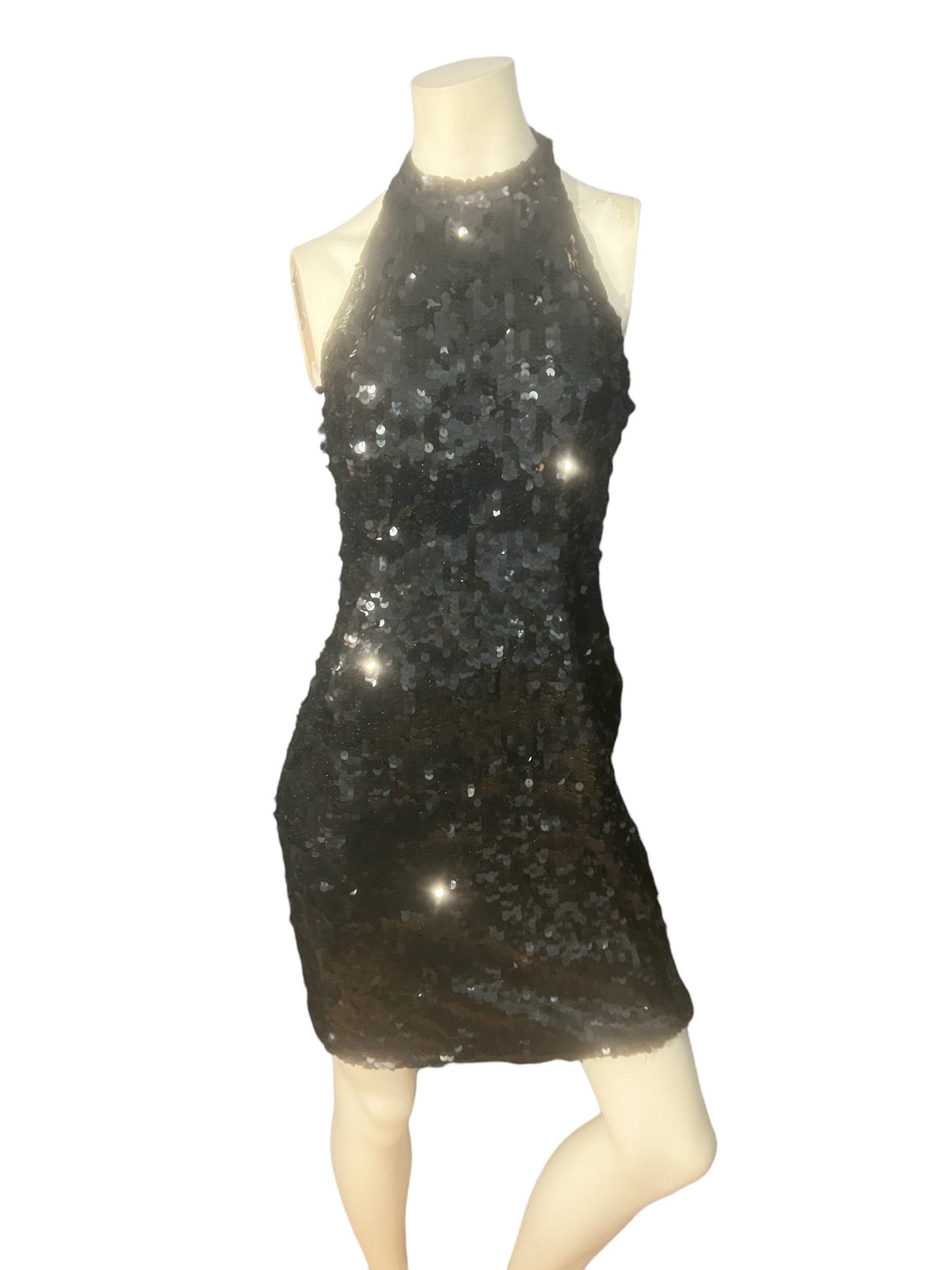 Vintage 80's black sequin mini dress 12 A.J. Bari