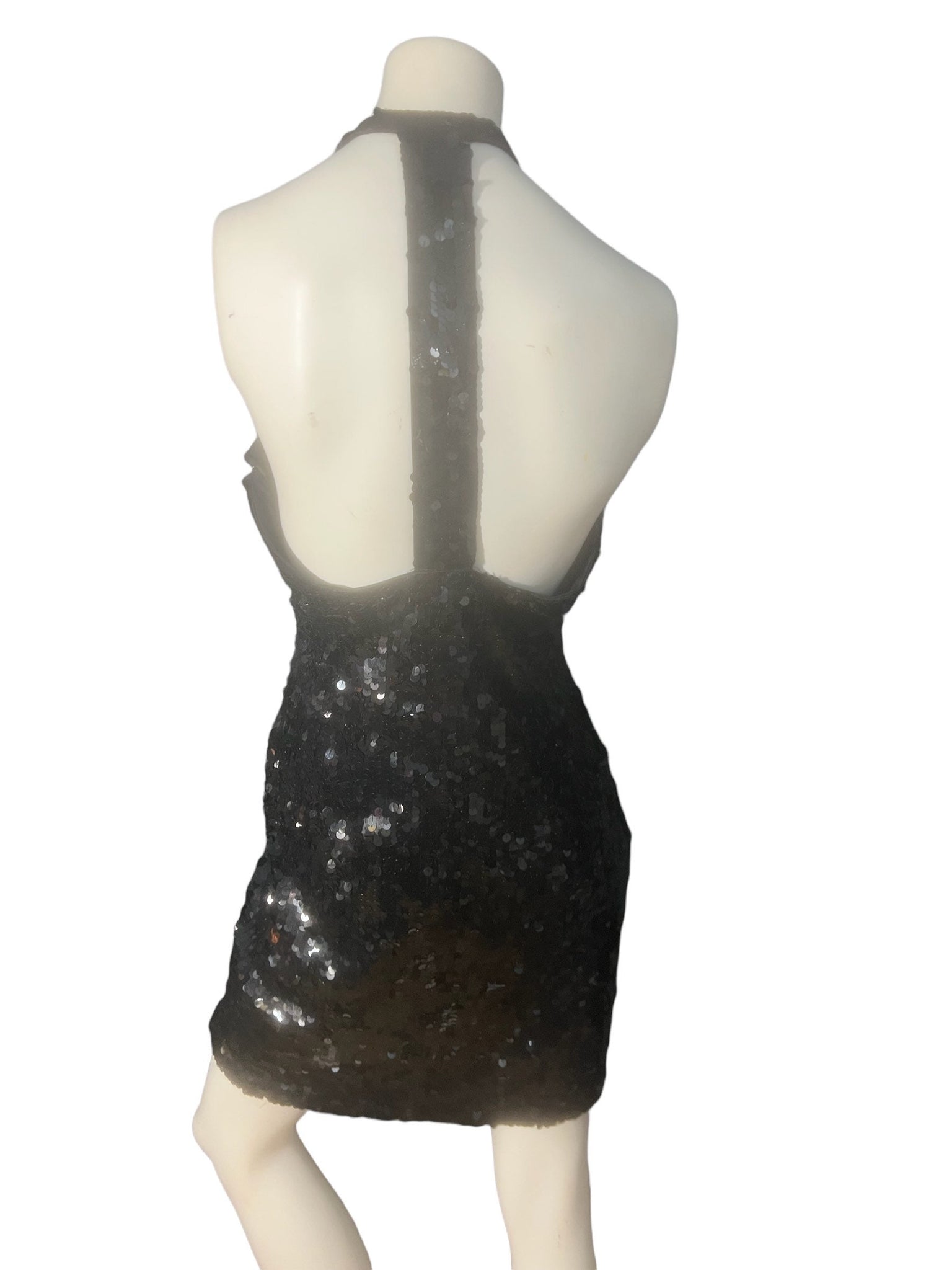 Vintage 80's black sequin mini dress 12 A.J. Bari