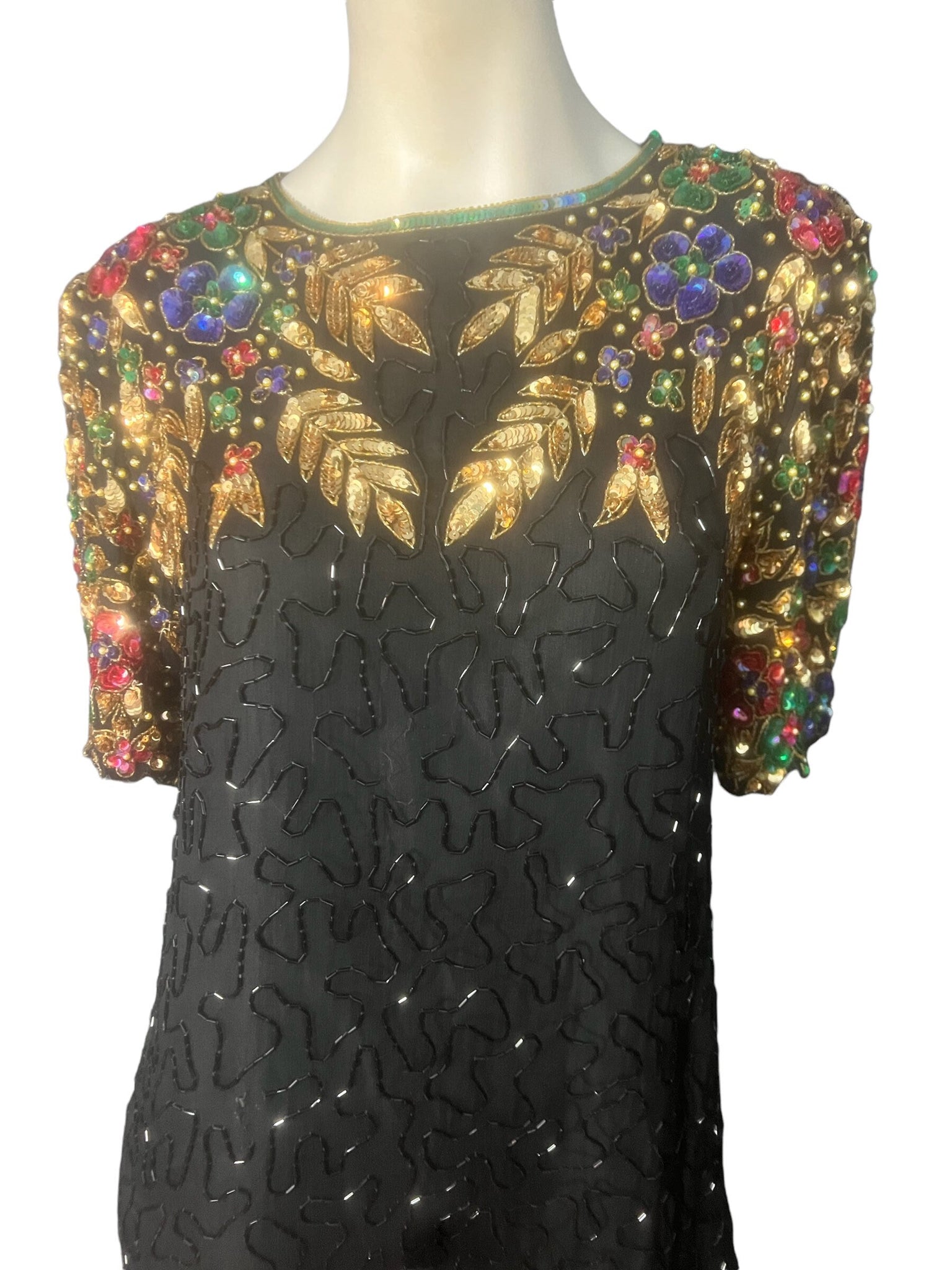 Vintage 80's Cee Cee bead & sequin dress L