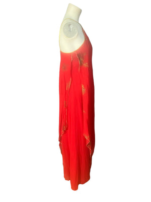 Vintage 70's long red scarf dress M