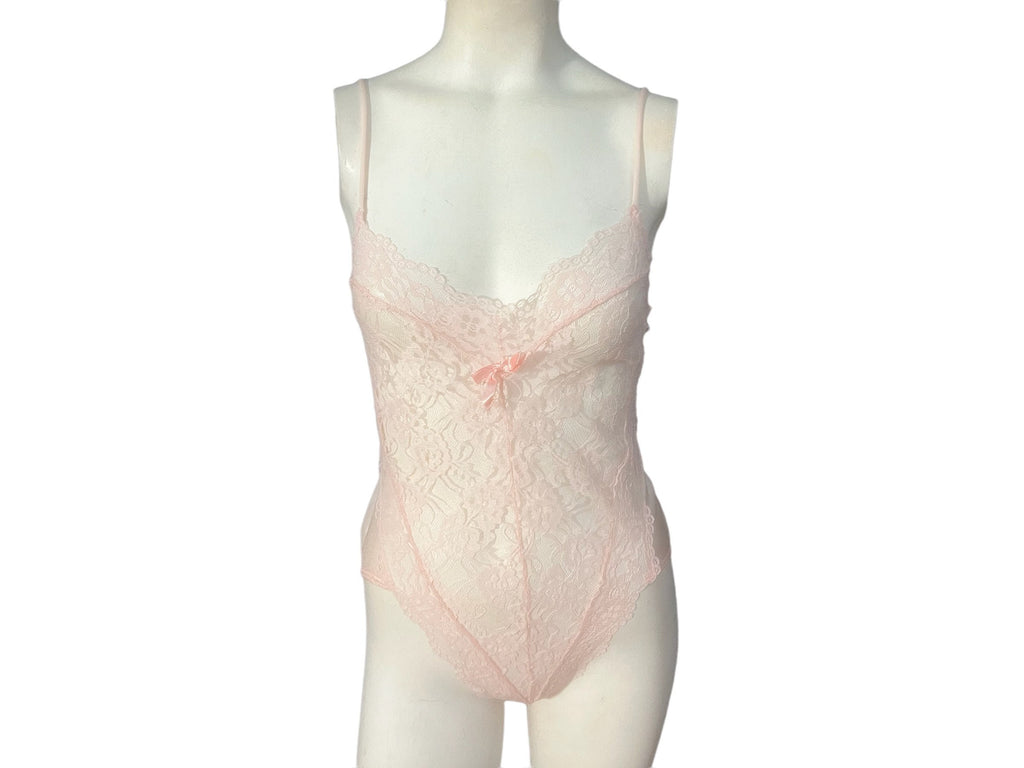 Vintage 70's pink lace teddy M